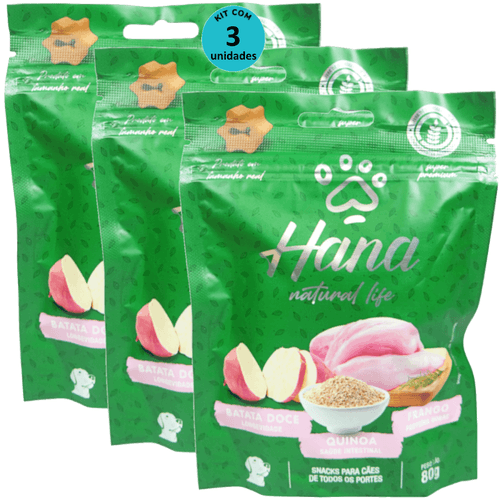 Hana Natural Life Batata Doce Quinoa Frango 80g Para Cães Adultos Kit C/ 3 Un